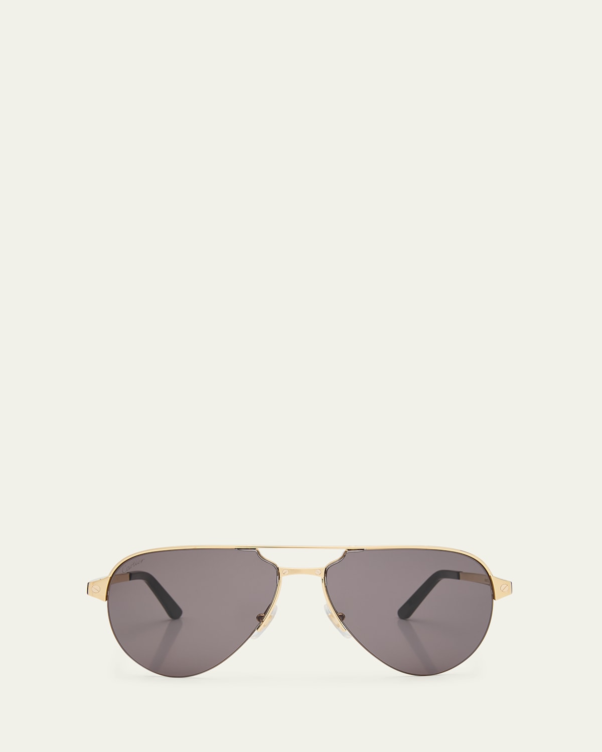 Men's Half-Rim Metal Aviator Sunglasses with Logo