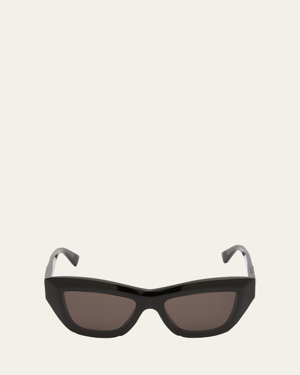Bottega Veneta Raised Logo Acetate Cat-eye Sunglasses In Solid Black