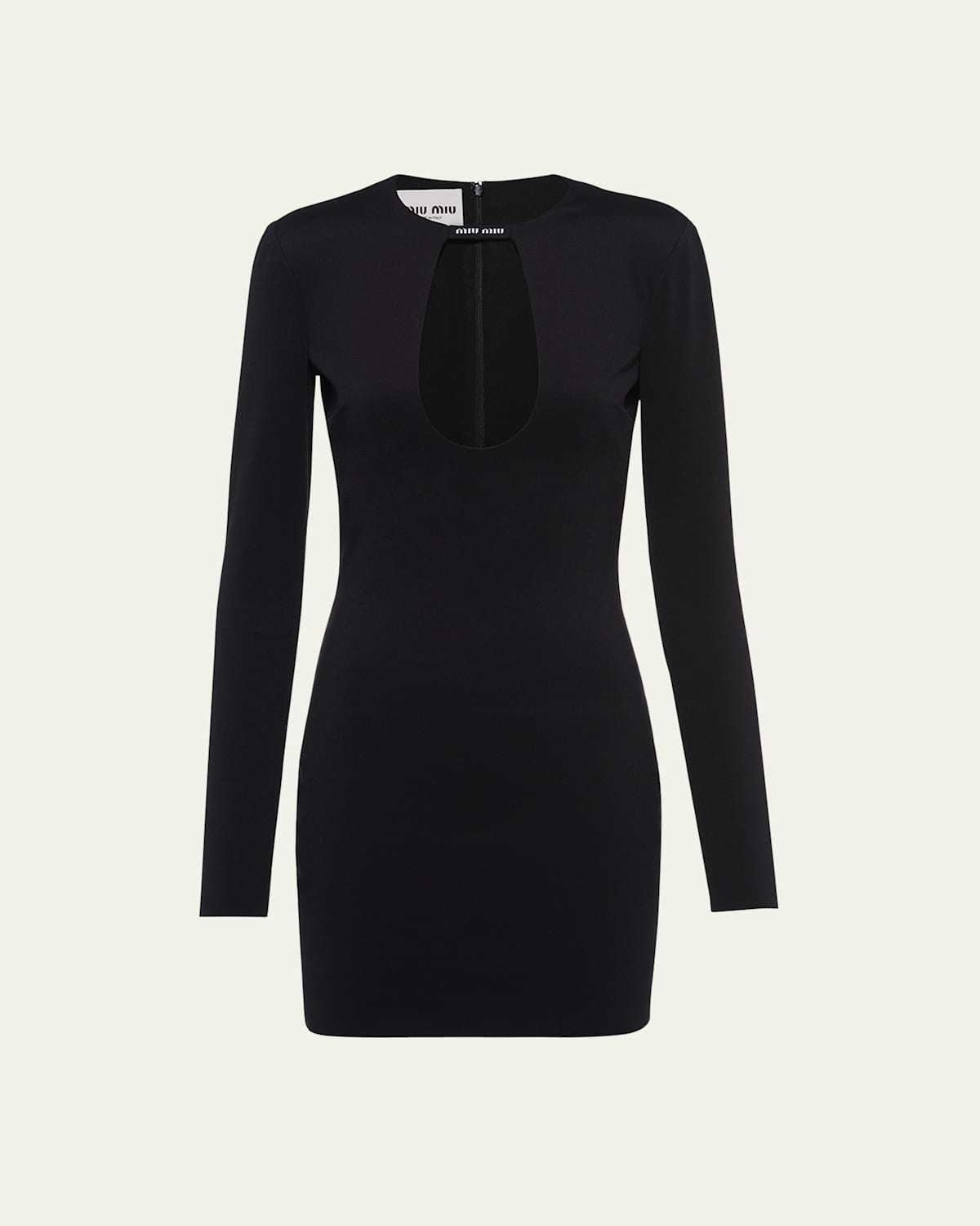 Shop Miu Miu Keyhole Body-con Mini Dress In Nero