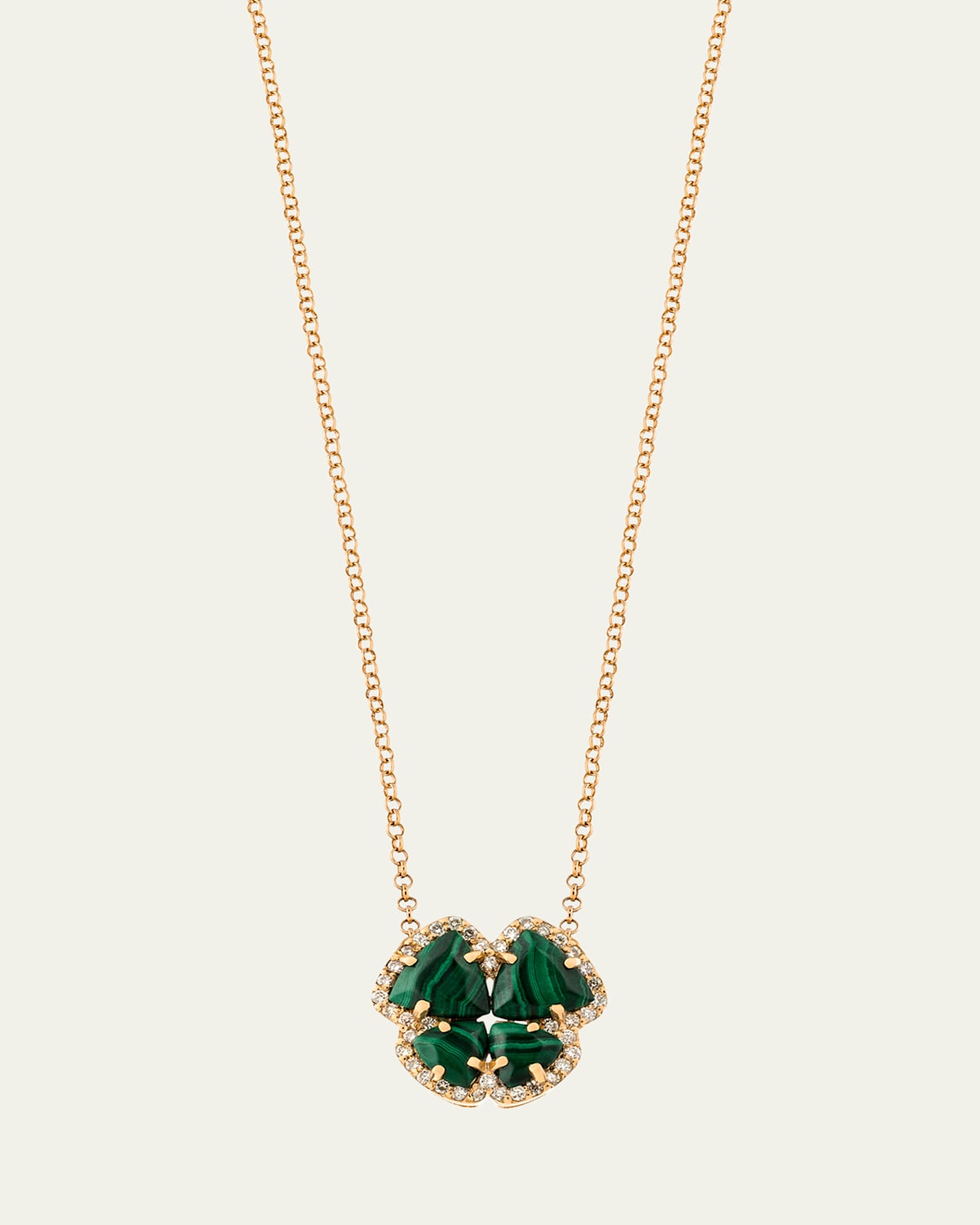 Rose Gold Petit Butterfly Necklace With Malachite And Diamonds