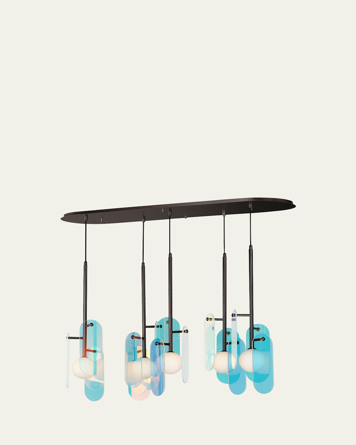 Studio M X Nina Magon Megalith 5-light Dichroic Glass Pendant Light In Brushed Bronze