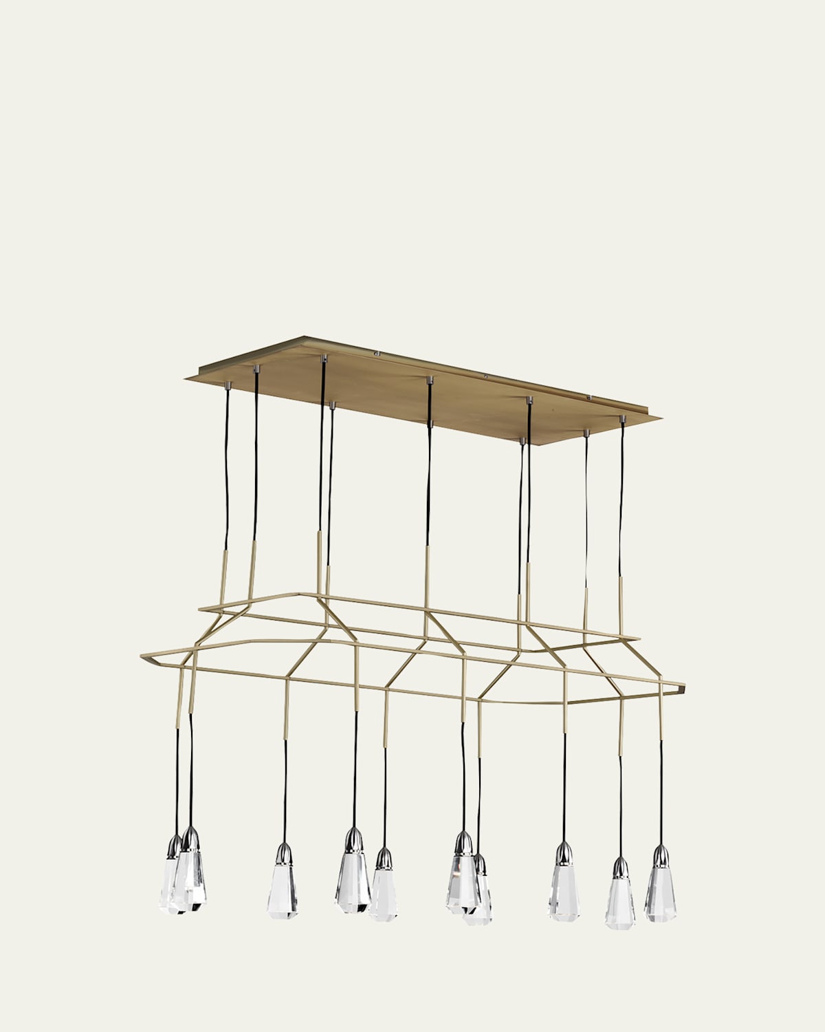 Studio M 10 Carat Led Rectangular Pendant Light In Satin Nickel / Satin Brass
