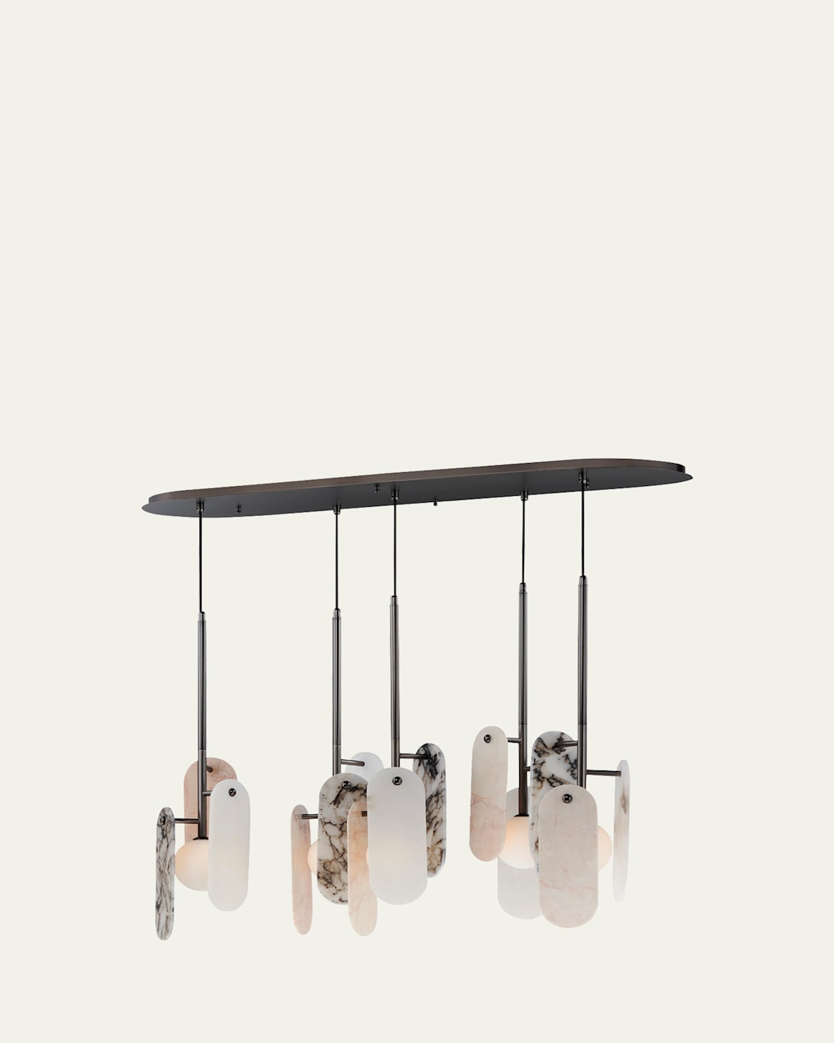 Studio M X Nina Magon Megalith 5-light Stone Pendant Light In Gunmetal