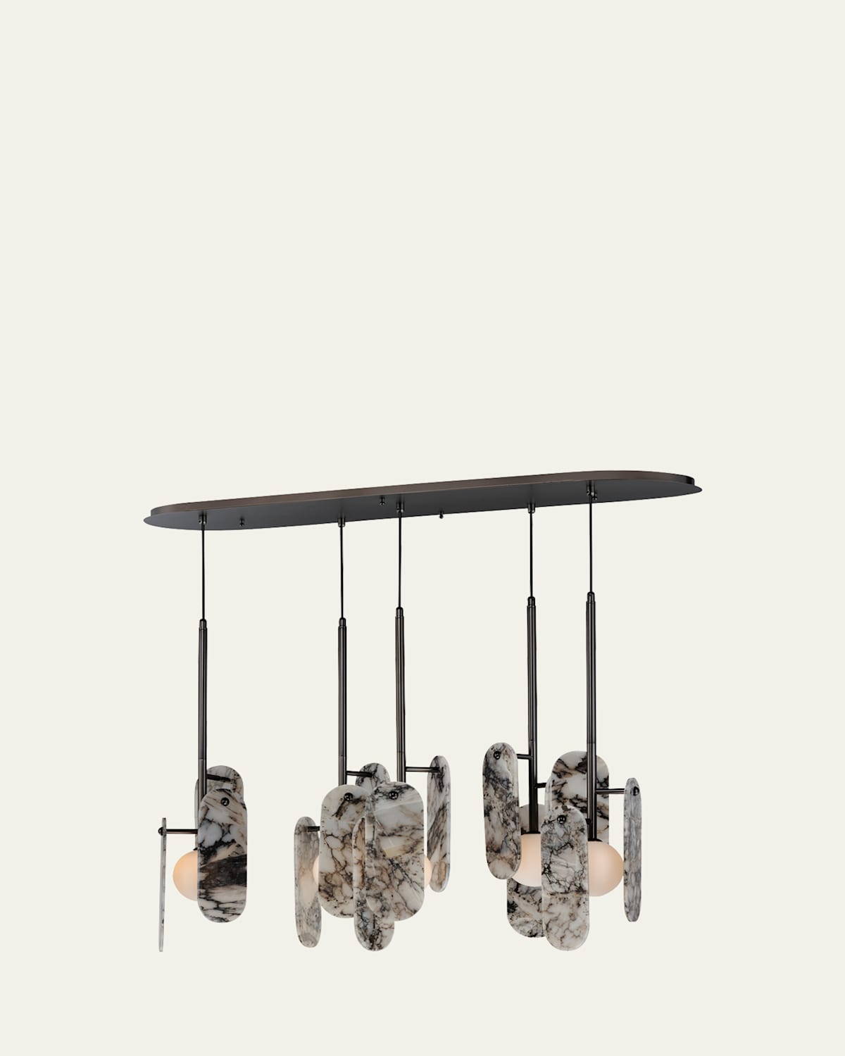 Studio M X Nina Magon Design From  Megalith 5-light Pendant Striae Arya In Gunmetal