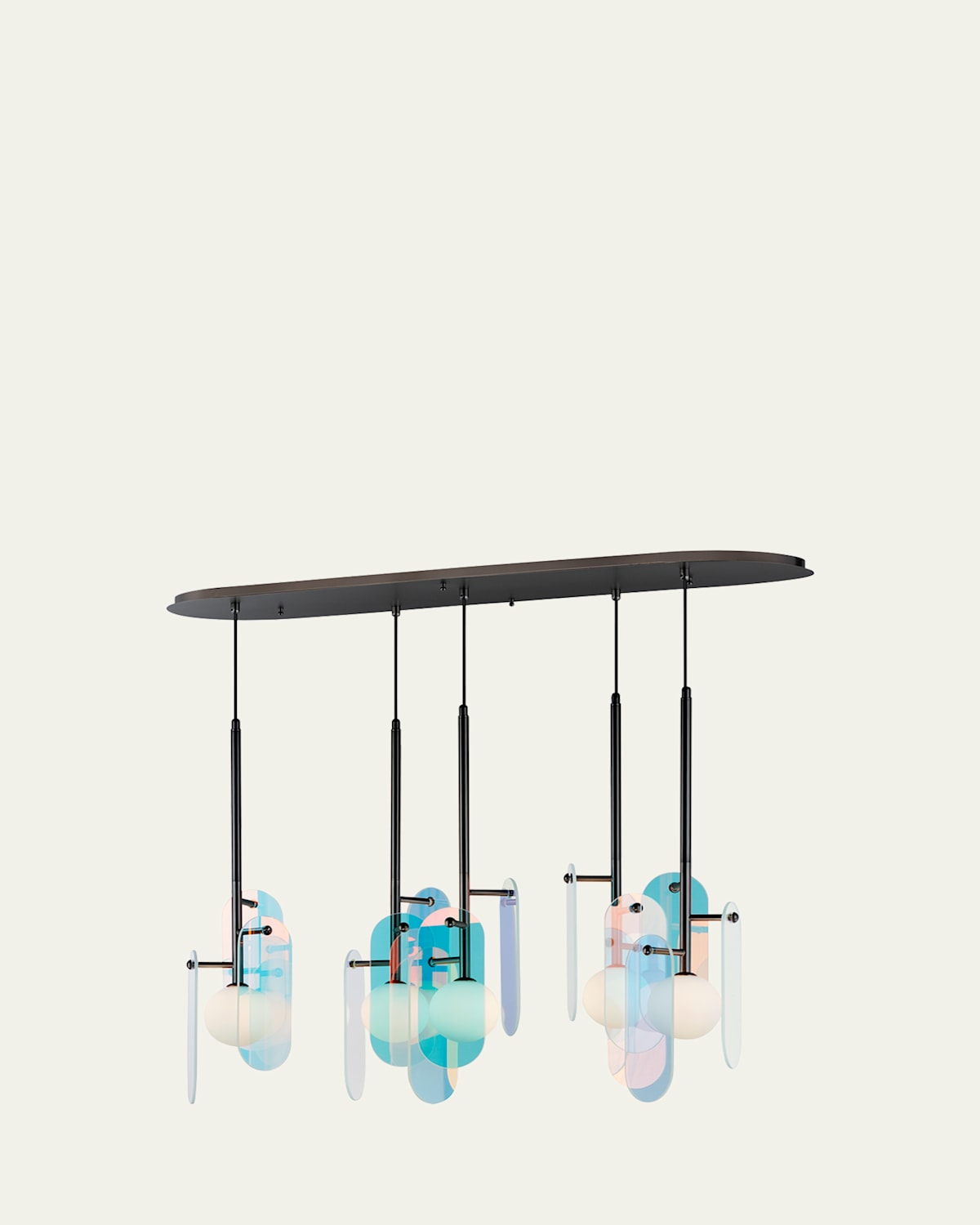Studio M X Nina Magon Design From  Megalith 5-light Pendant Dichroic Glass In Dichroic Glass