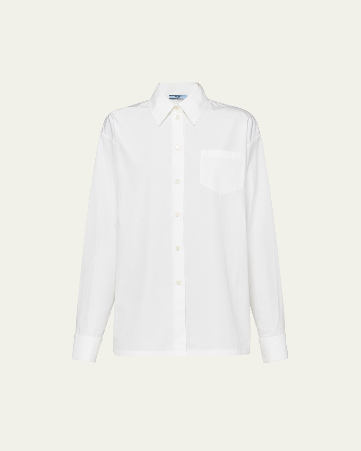 Prada Poplin Ave Cufflink Blouse In Bianco