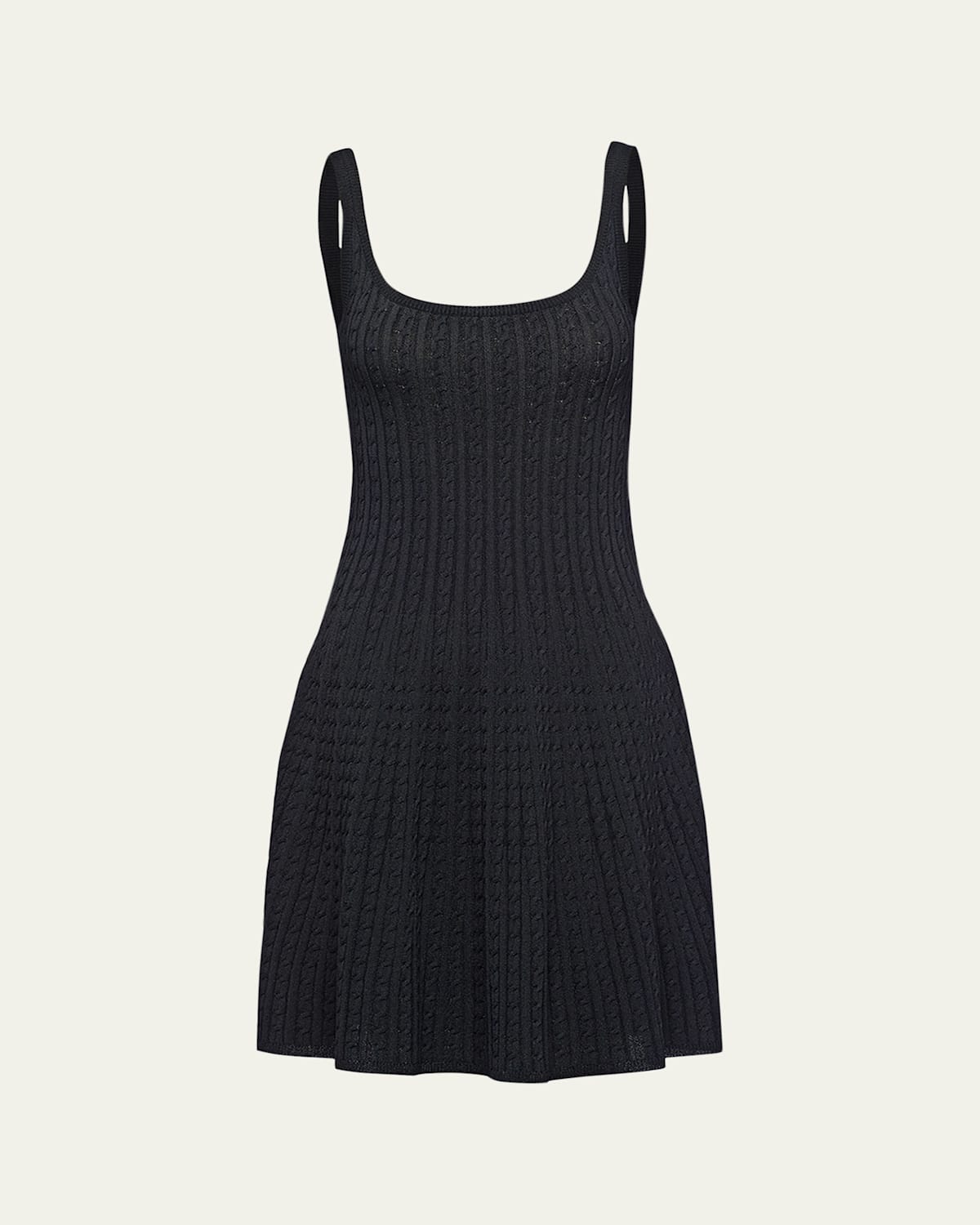 Shop Prada Cable Fit-and-flare Mini Dress In Nero