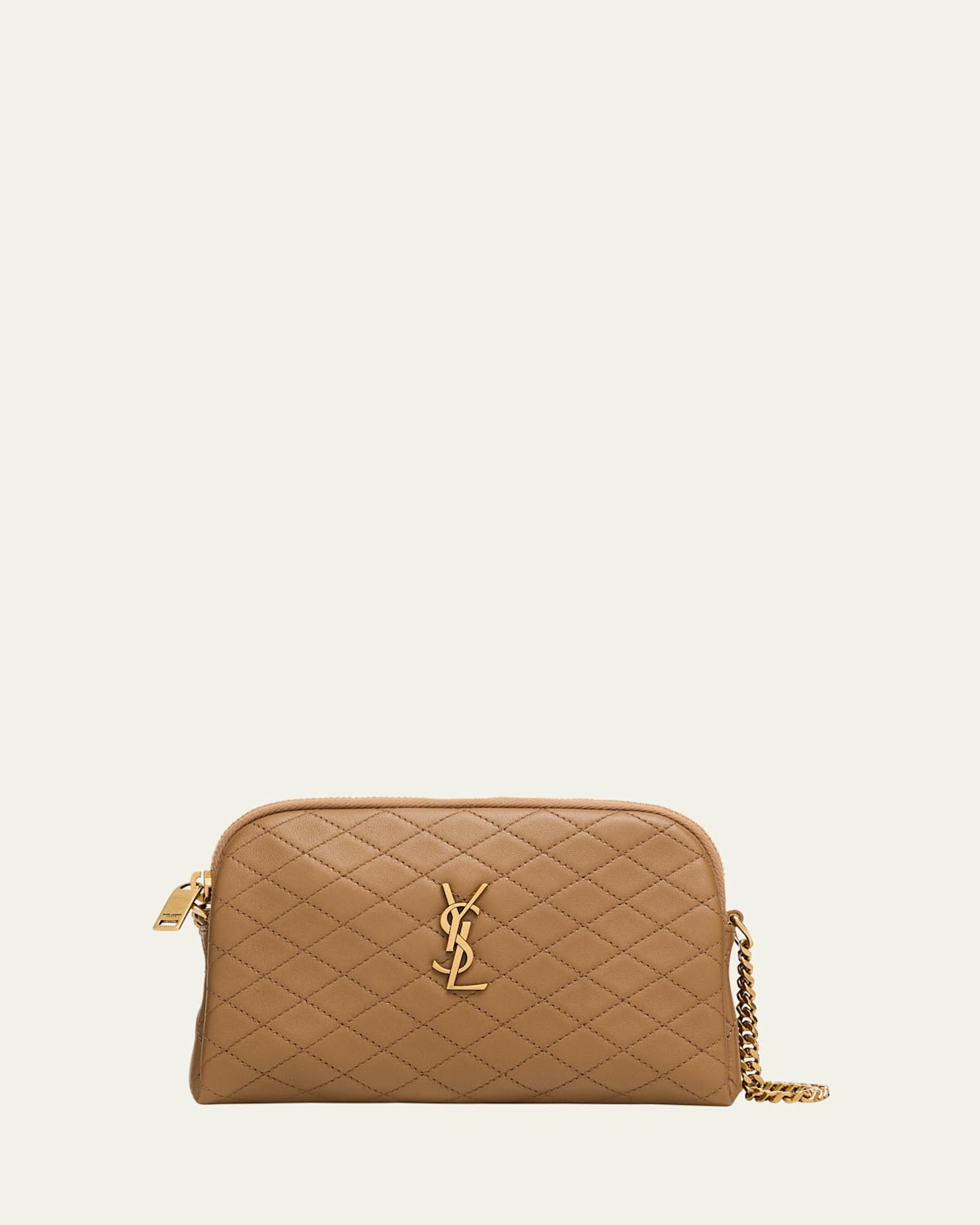 Saint Laurent Gaby Mini Ysl Crossbody Bag In Quilted Leather In Brown