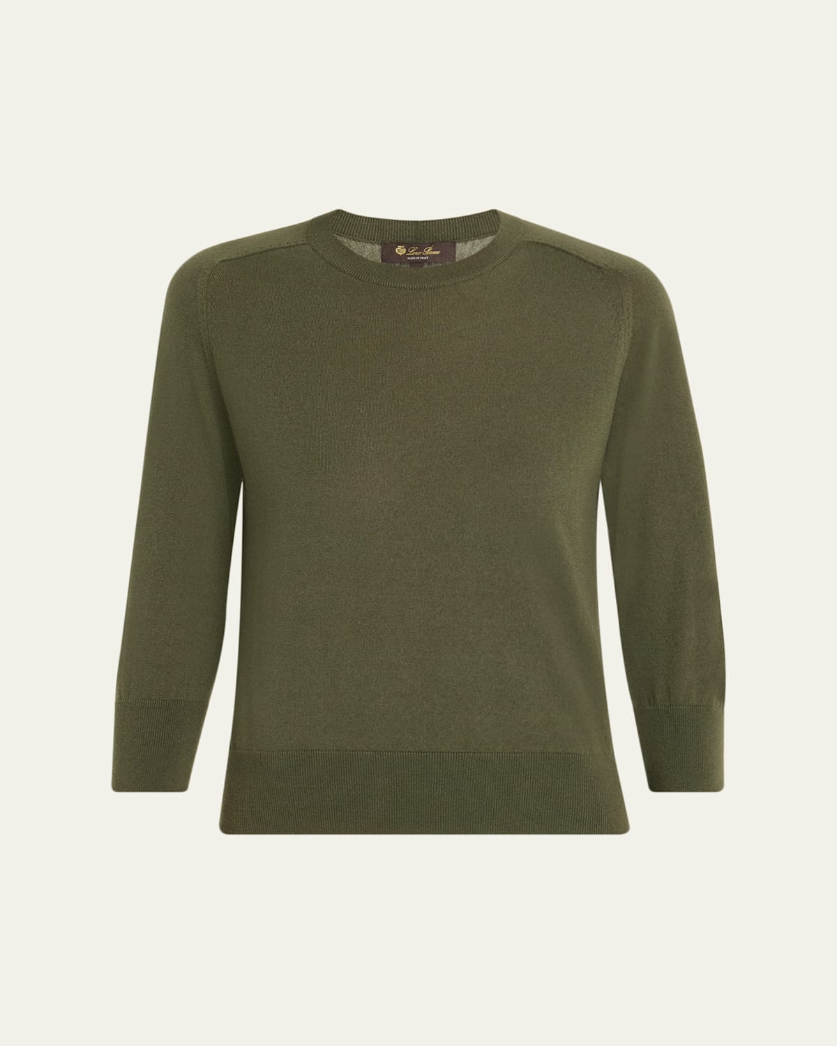 Loro Piana Girocollo Manica Neo Piuma Cashmere Sweater In Green