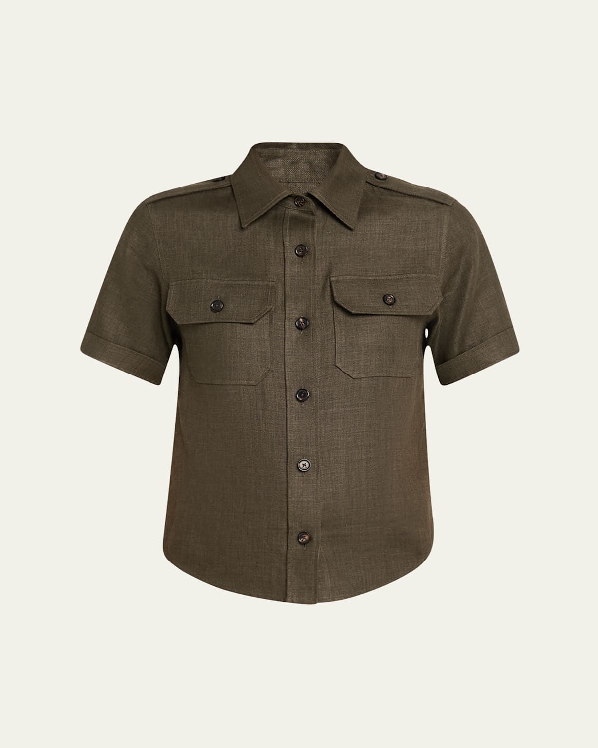 Loro Piana Cam Annalisa Structured Linen Button-front Blouse In Black Pine