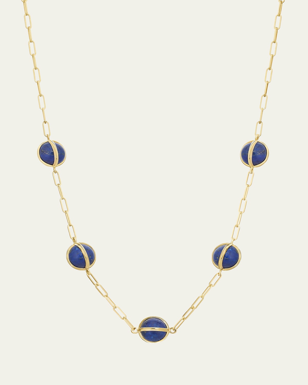 Celeste 18k Gold Lapis Paperclip Chain Necklace