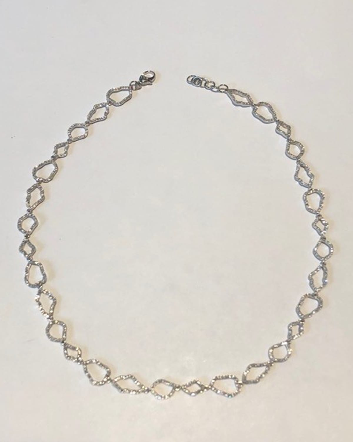 18K White Gold Micro Outlined Diamond Necklace