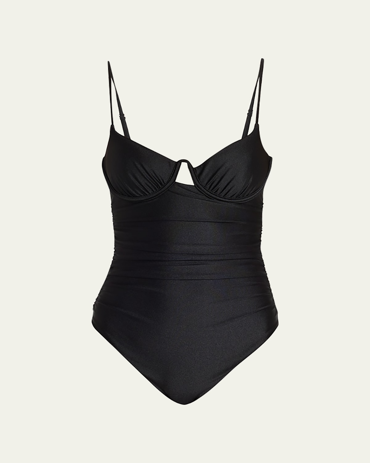 Simkhai Laine Ruched Underwire One-piece Swimsuit In Black
