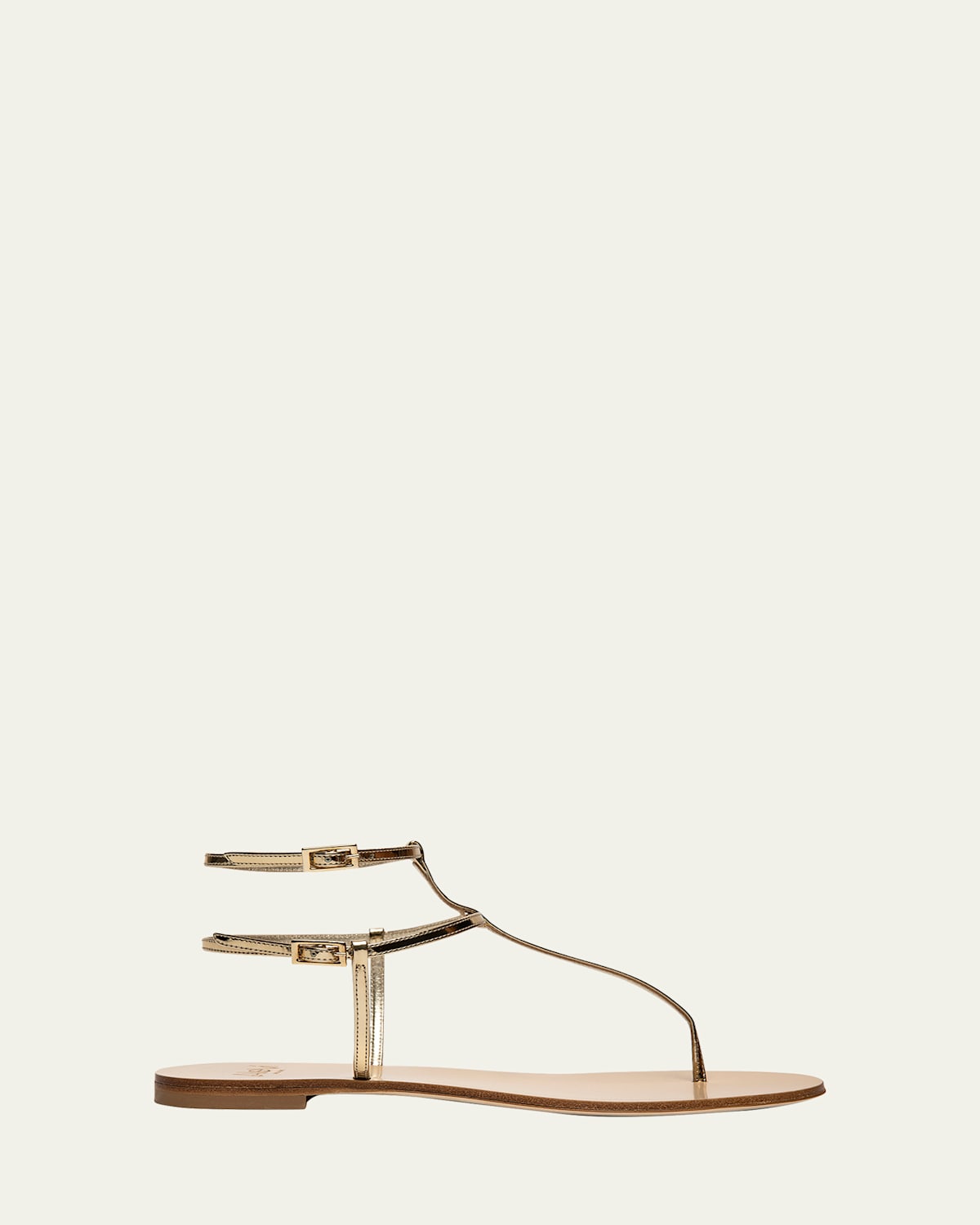 Alevì 5mm Isi Metallic Leather Thong Flats In Gold