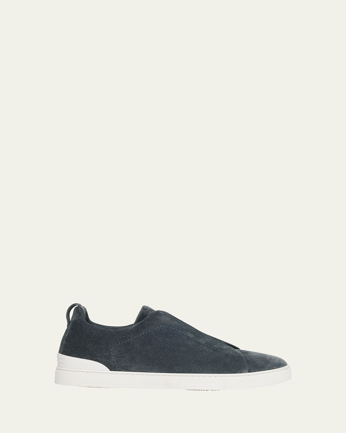 Zegna Men's Triple-stitch Suede Slip-on Low-top Sneakers In Blue