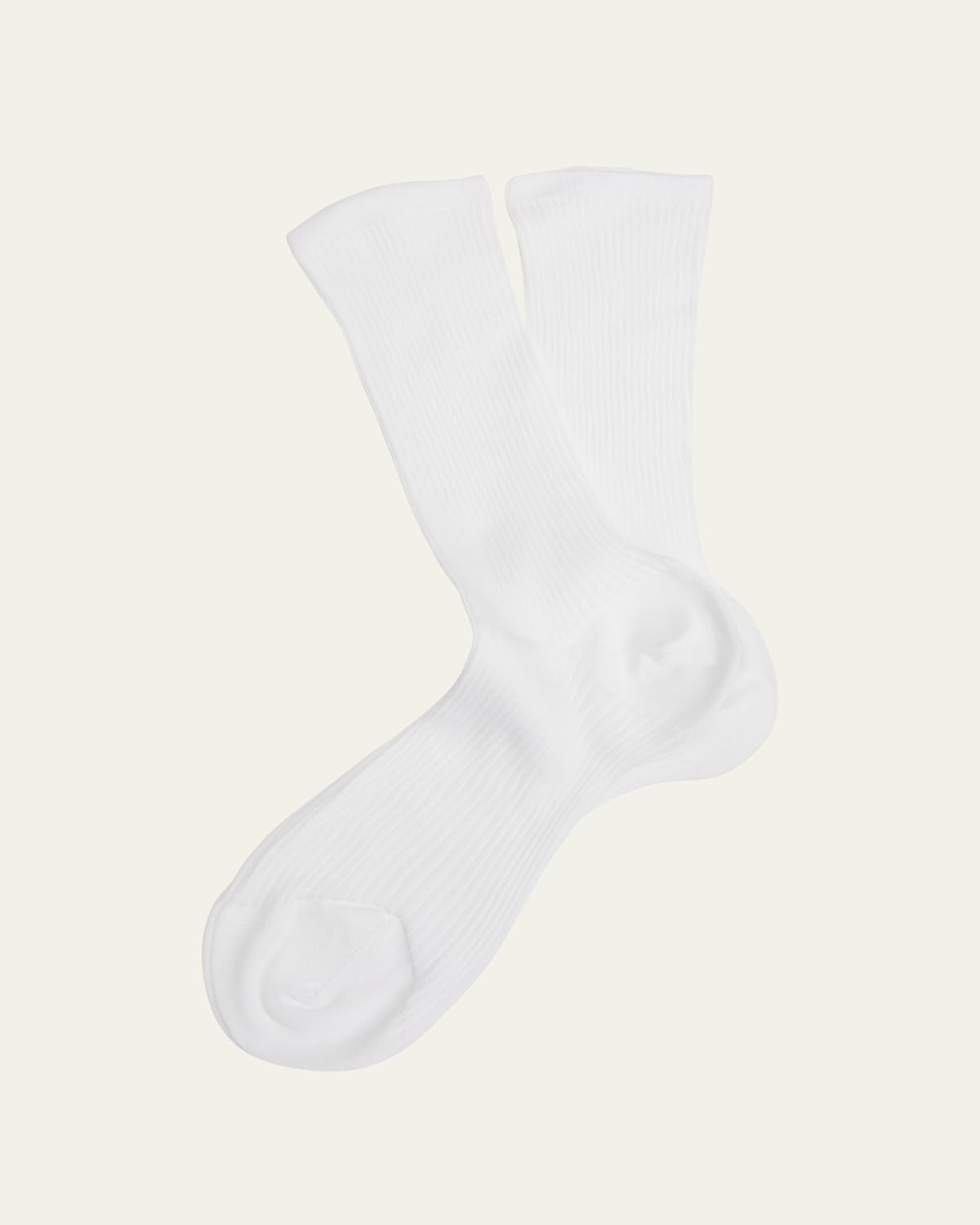 Maria La Rosa Ribbed Organic Cotton Crew Socks In White
