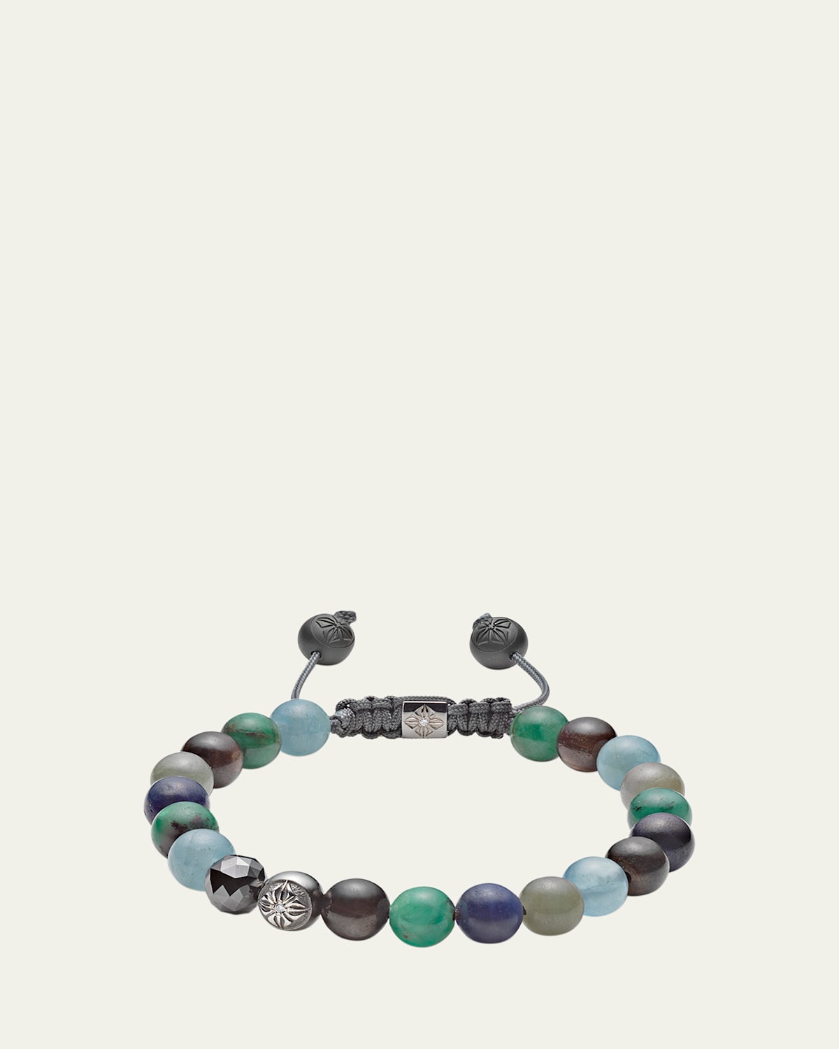 Men's Gemstone Beaded Bracelet with Diamonds