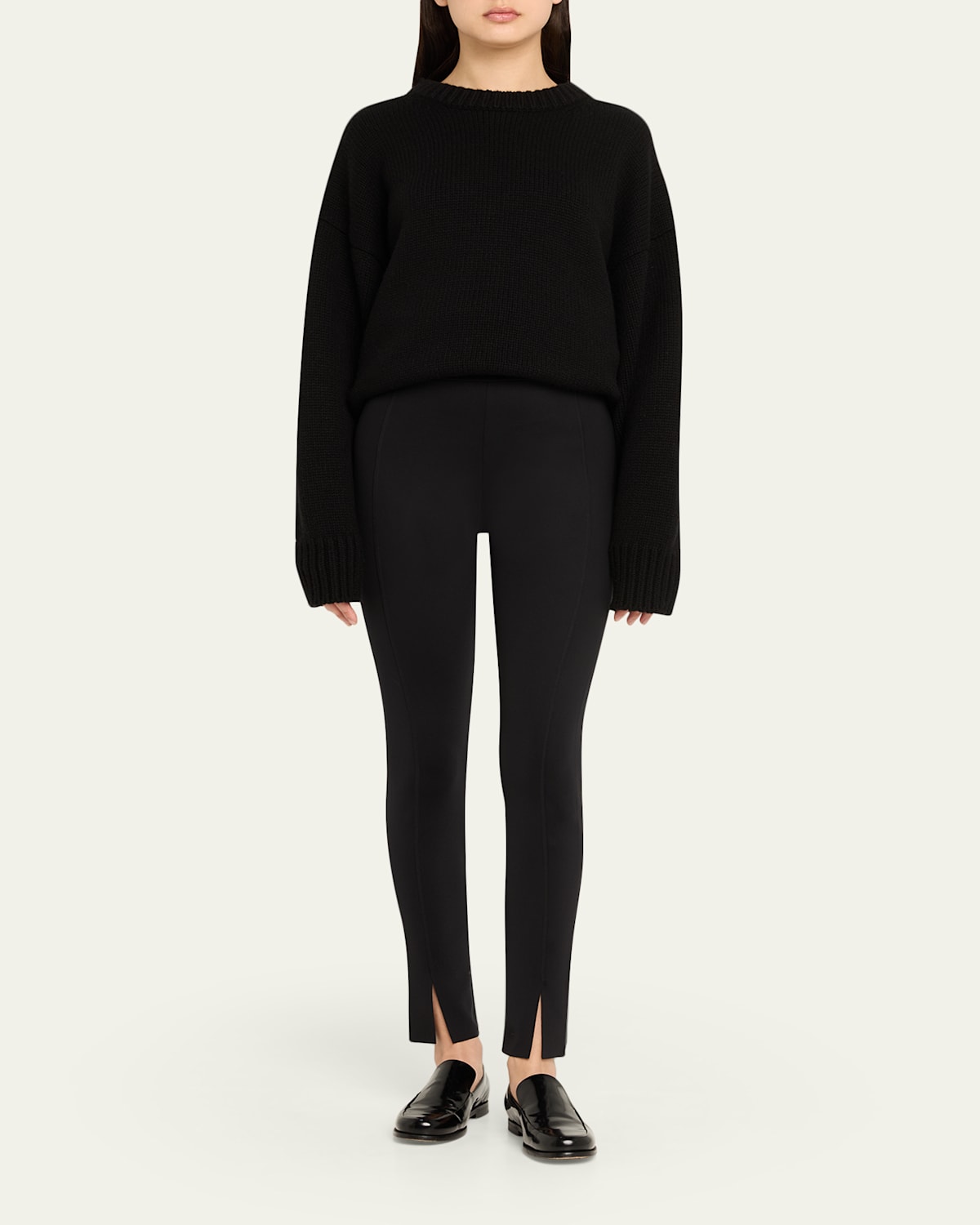 Midnight Grace Front-Slit Jersey Leggings