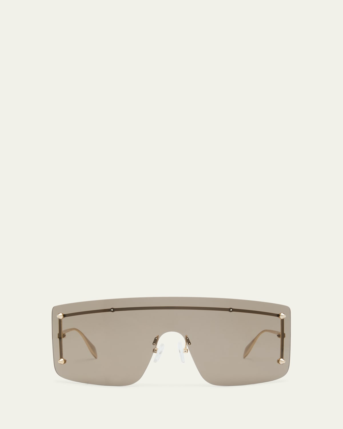 Alexander Mcqueen Studded Zinc Alloy Shield Sunglasses In Gold
