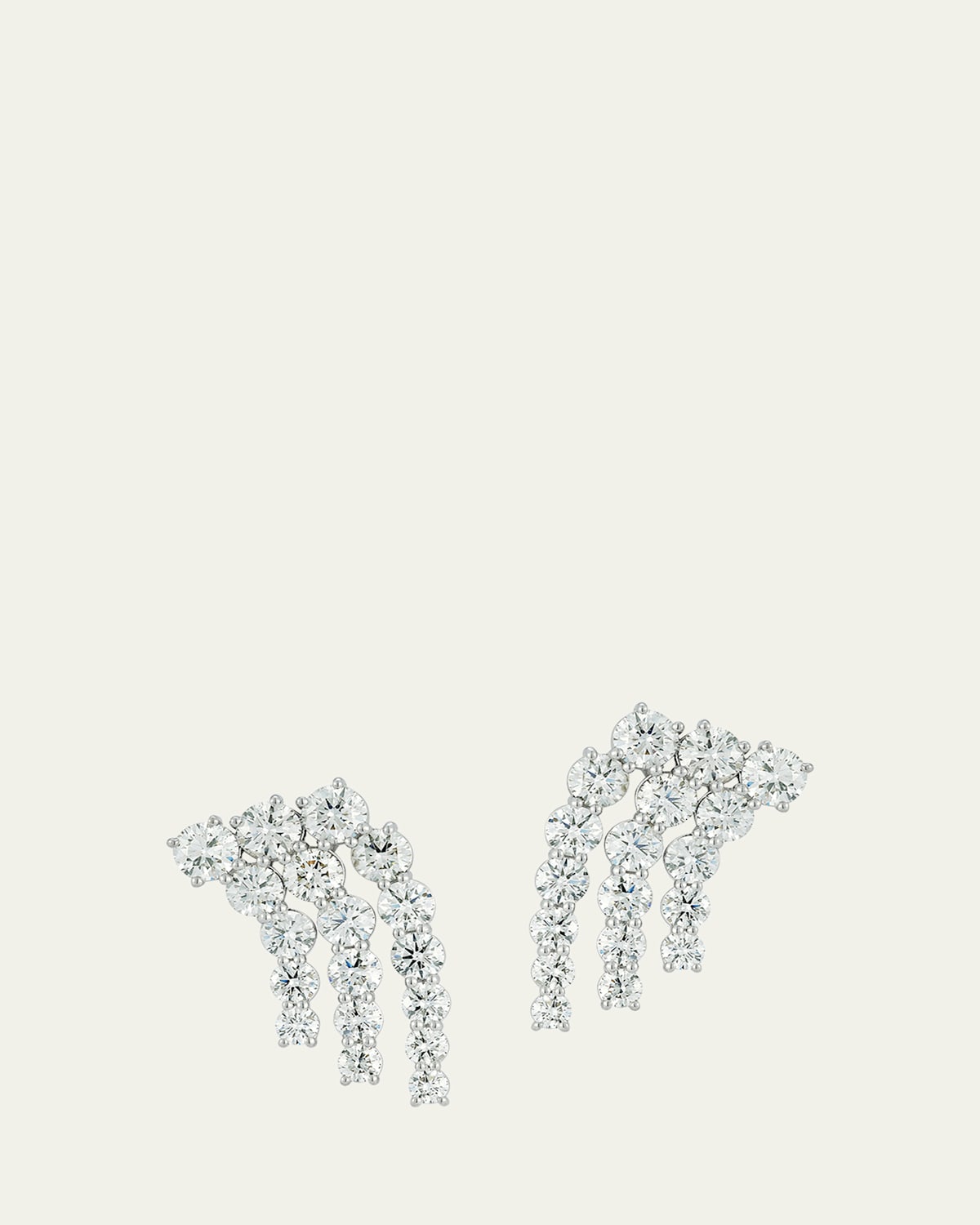 White Gold Connexion Graduating Triple Row Diamond Studs