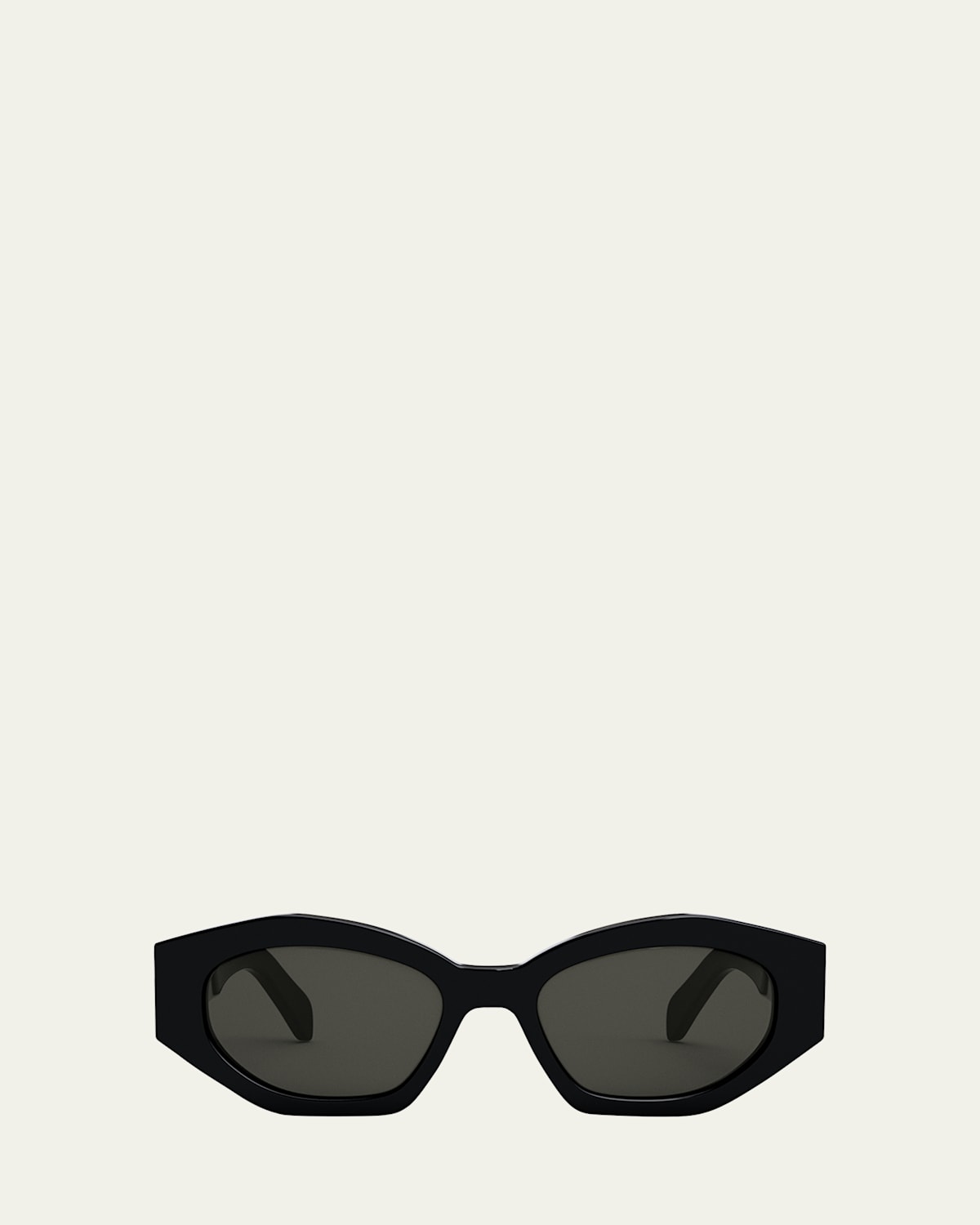 Celine Triomphe Logo Acetate Cat-eye Sunglasses In Shiny Black  Smoke