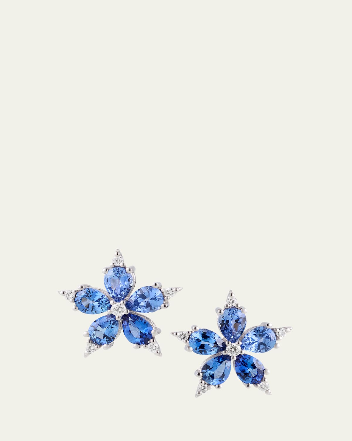 Small Stellanise Blue Sapphire & Diamond Stud Earrings