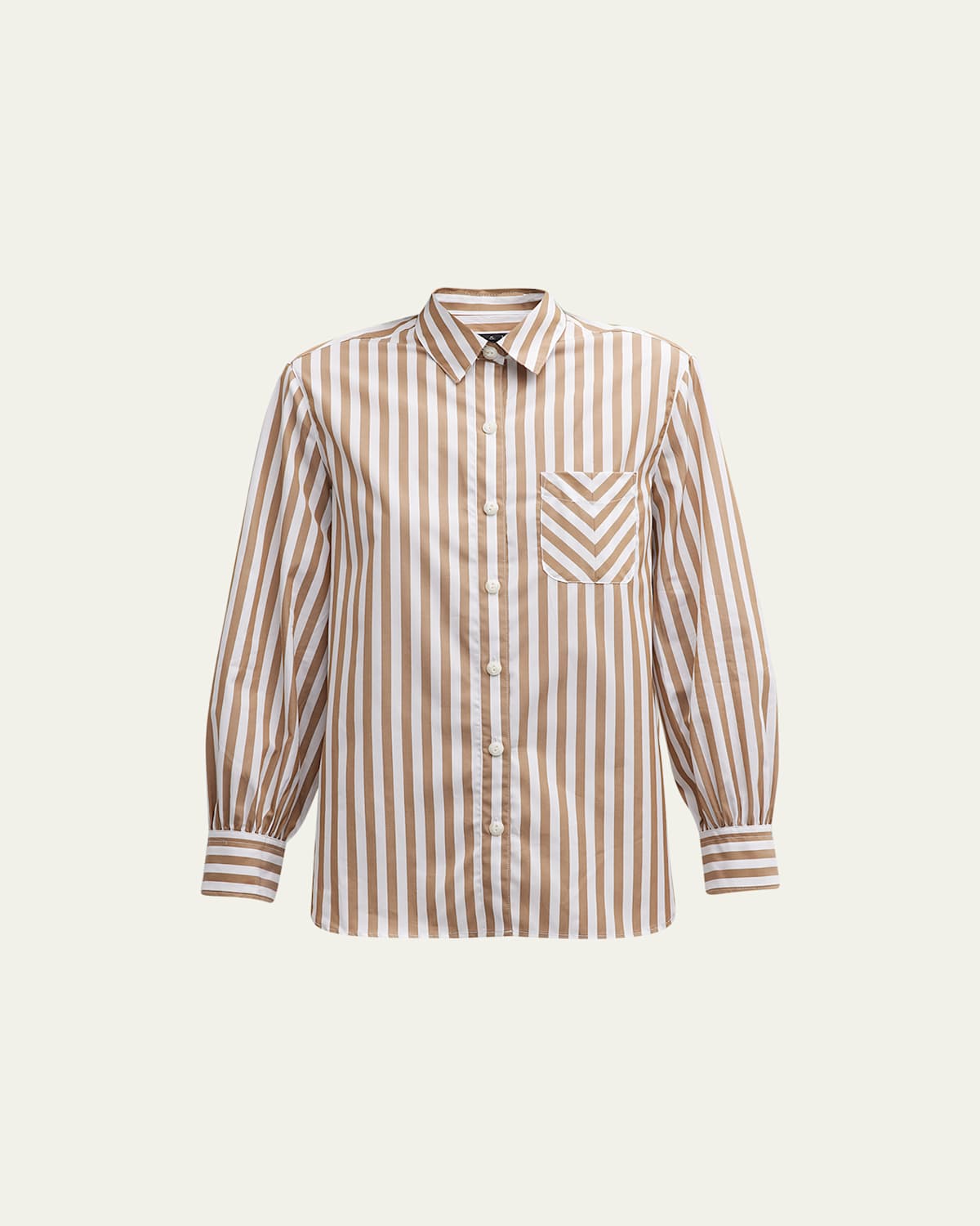 Rag & Bone Maxine Cotton Button Down Stripe Shirt In Brown Stripe In Brwstripe