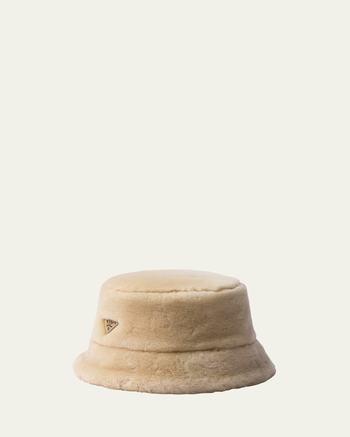 Prada Montone Shearling Bucket Hat In F03w3 Ecru 1
