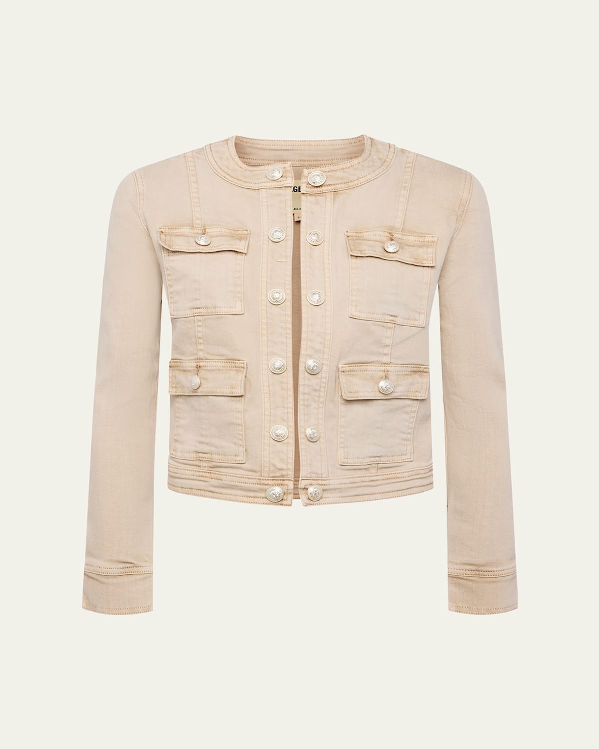 L AGENCE YARI COLLARLESS DENIM JACKET 