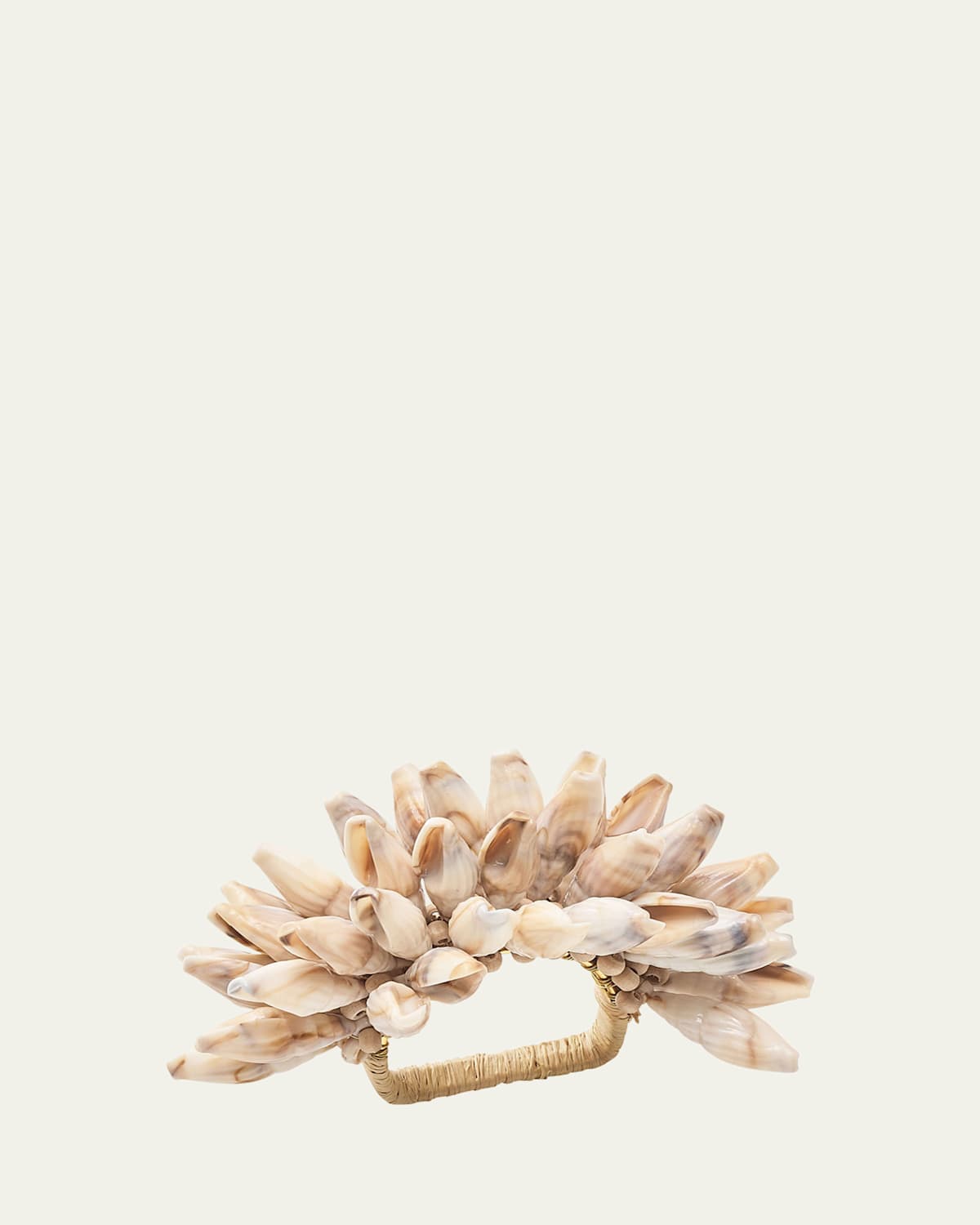 Kim Seybert Shell Fringe Napkin Ring In Ivory/brown