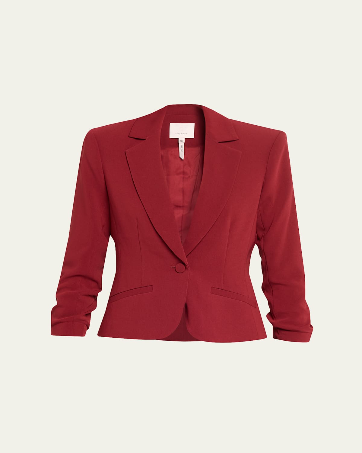 Cinq À Sept Khloe Petite Cropped 3/4-sleeve Blazer In Red