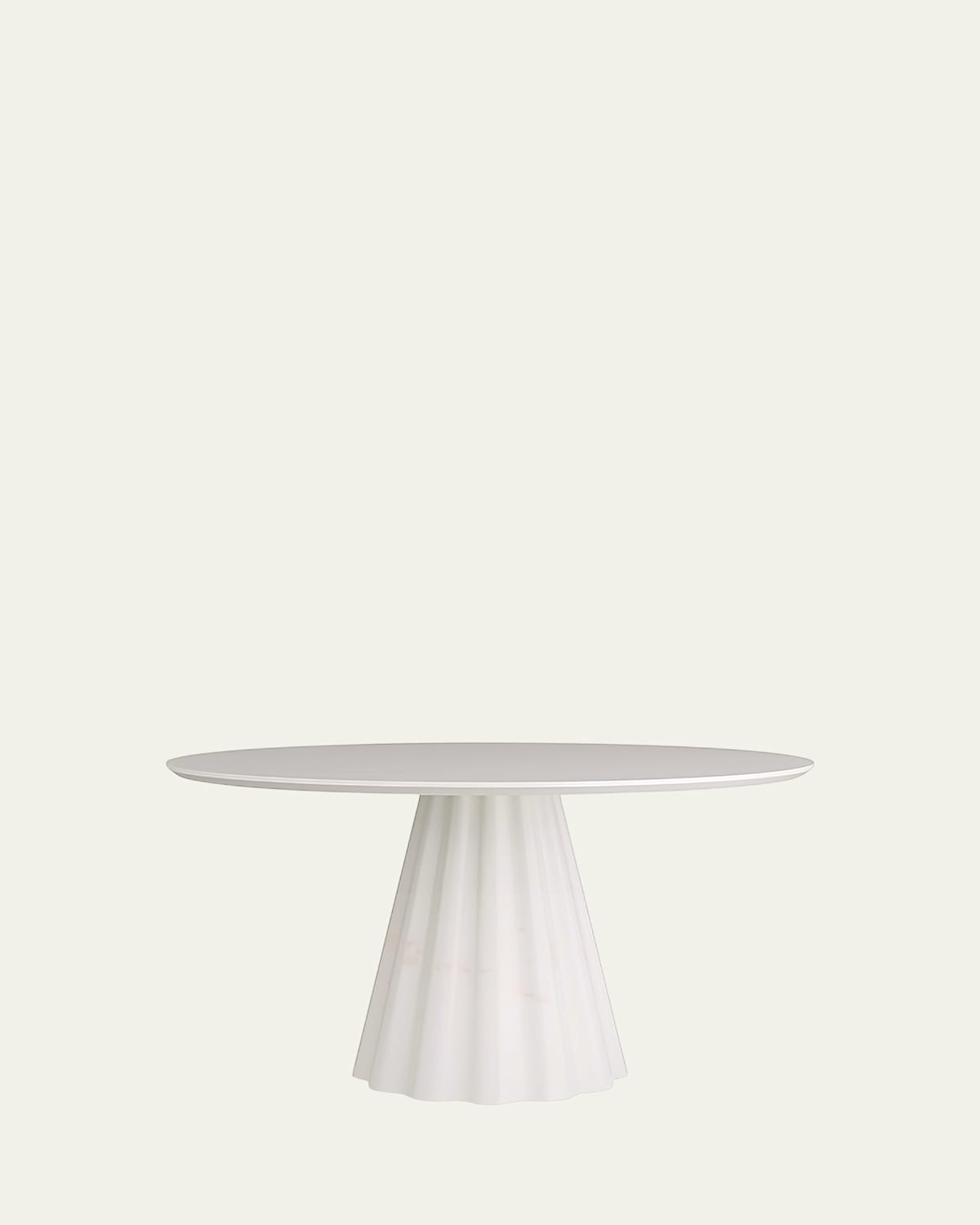 Arteriors Rinny Round Dining Table, 54" In Matte White Gesso, White Marble Top