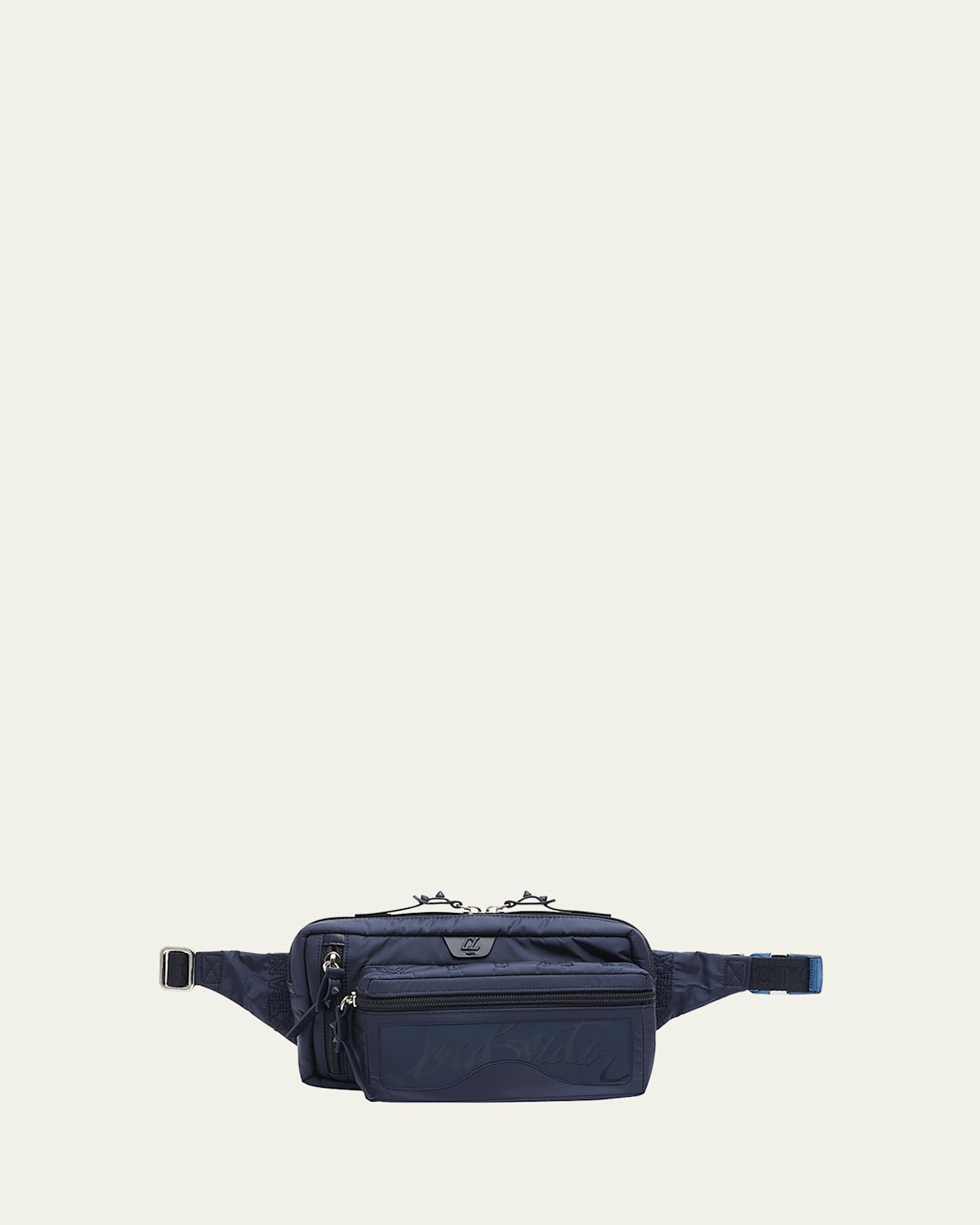 Christian Louboutin Men's Loubideal Sneaker Sole Nylon Belt Bag In Marine/marine/marine