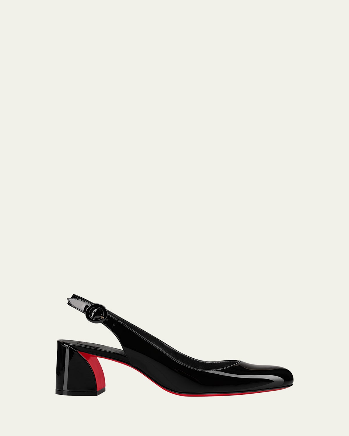 Christian Louboutin Minny Sling 70 Patent Leather Slingback Sandals In Black