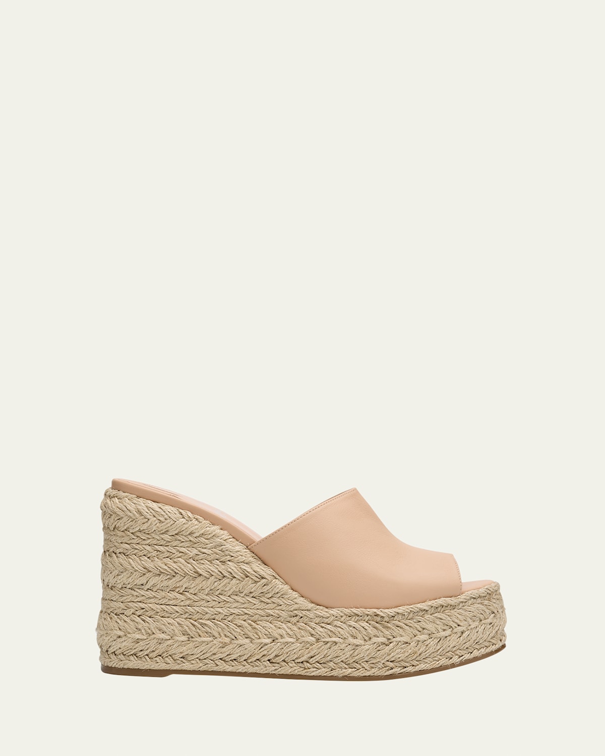Christian Louboutin Ariella Leather Red Sole Wedge Espadrilles In Leche/natural
