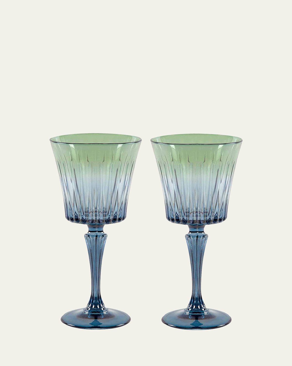 Luisa Beccaria Green Shaded Stemmed Wine Glasses, Set of 2