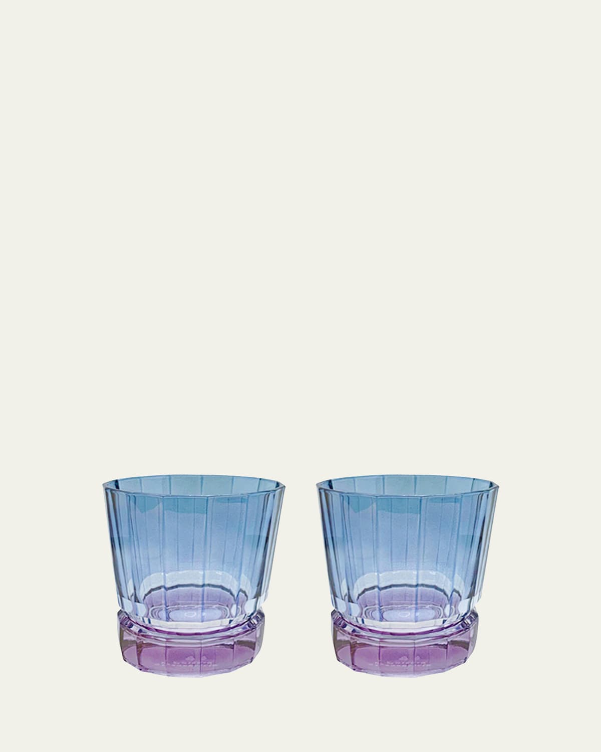 Luisa Beccaria Blue Shaded Short Glass Tumblers, Set Of 2 In 405s Shaded From Purple To Blu