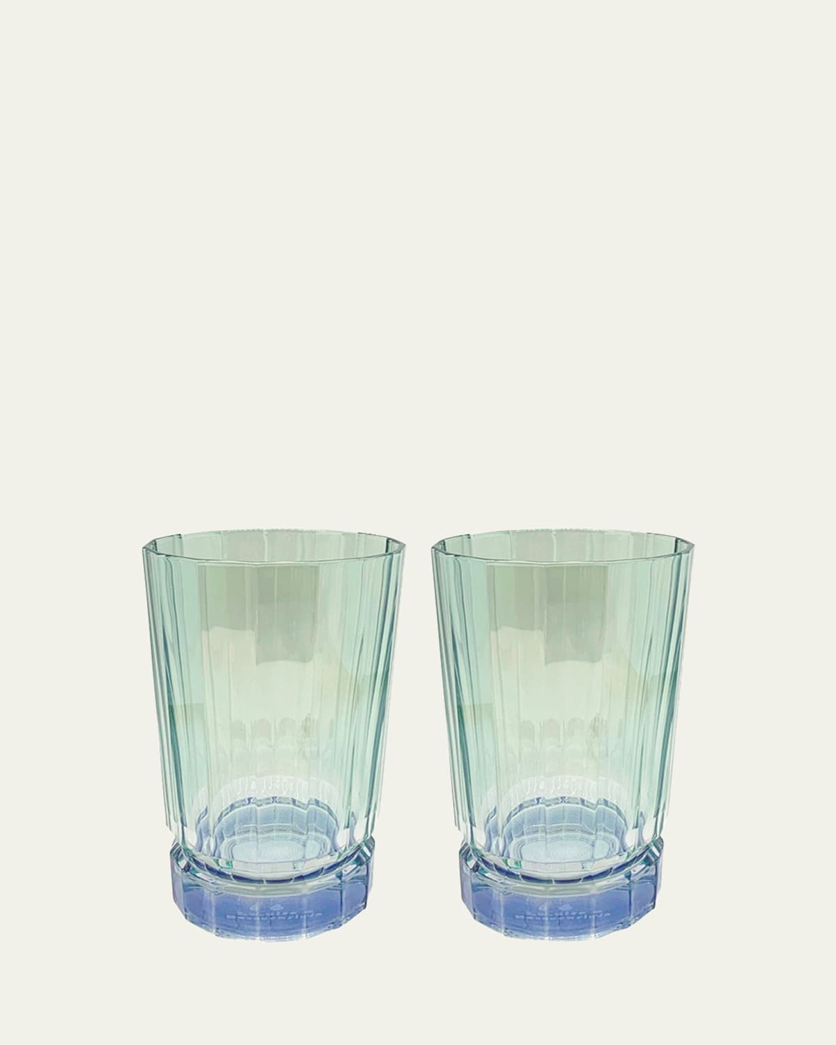 Luisa Beccaria Green Shaded Glass Tumblers, Set Of 2 In 592s Shaded From Green To Blue