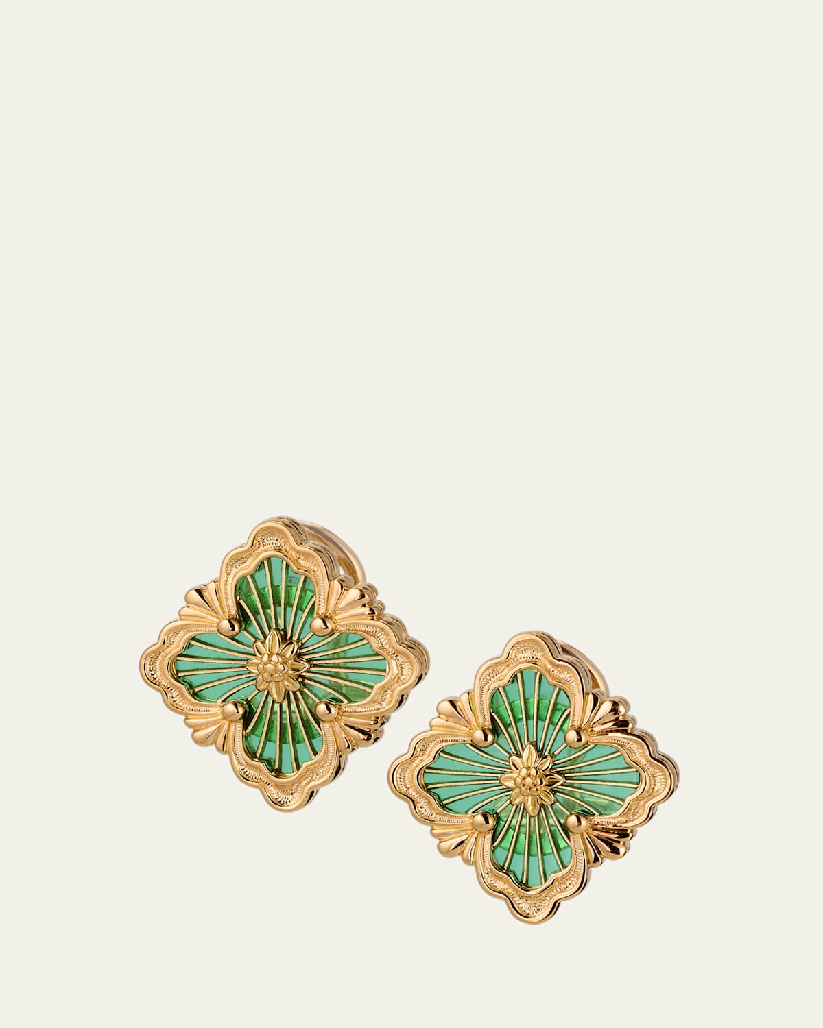Opera Tulle Medium Button Earrings in Green Enamel