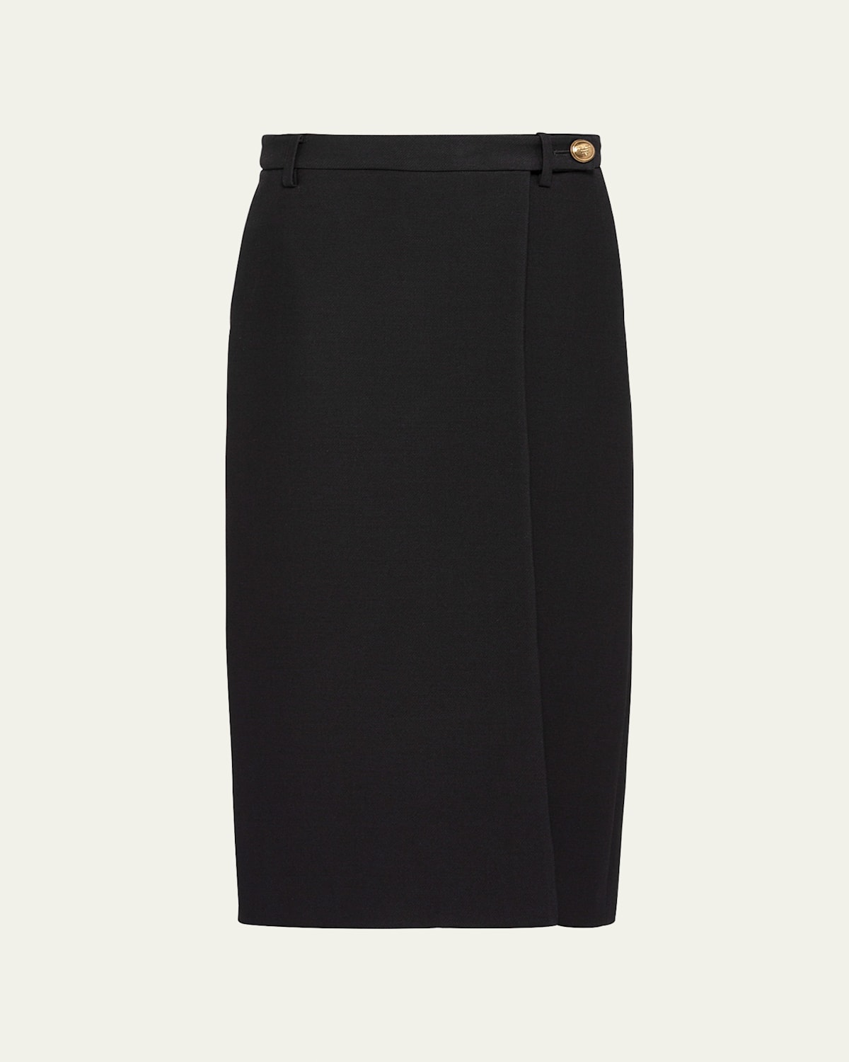Thigh-Slit Crepe Wrap Midi Skirt