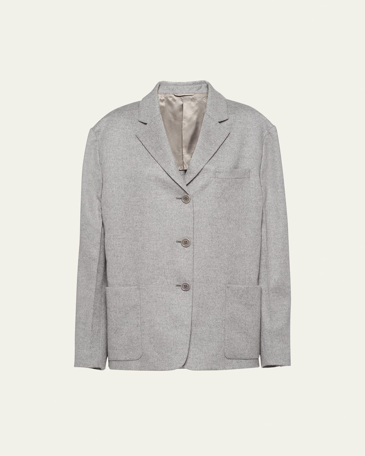 Prada Notched Lapels Cashmere Blazer In Marmo