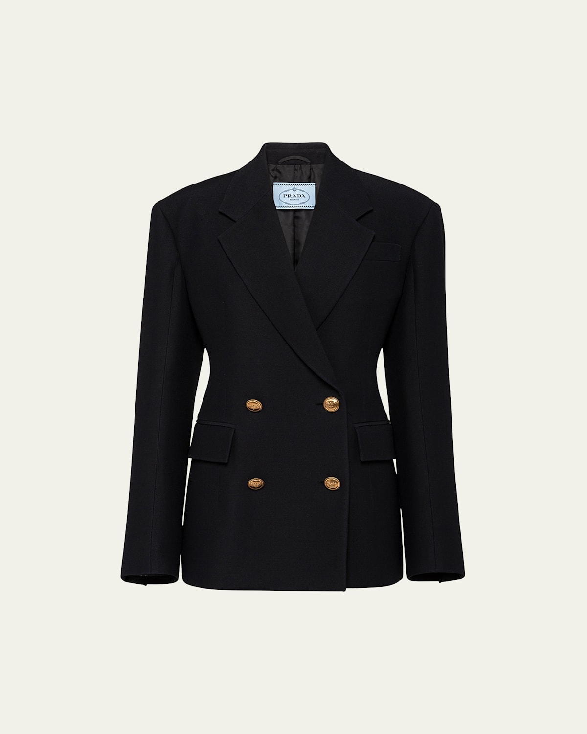 Prada Double-breasted Wool And Silk Jacket In Nero