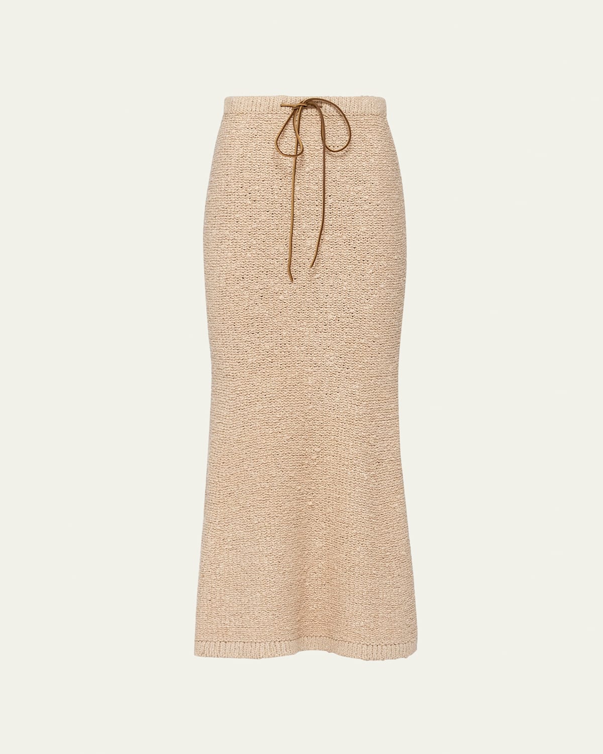 Prada Silk Boucle Leather Cord Maxi Skirt In Naturale