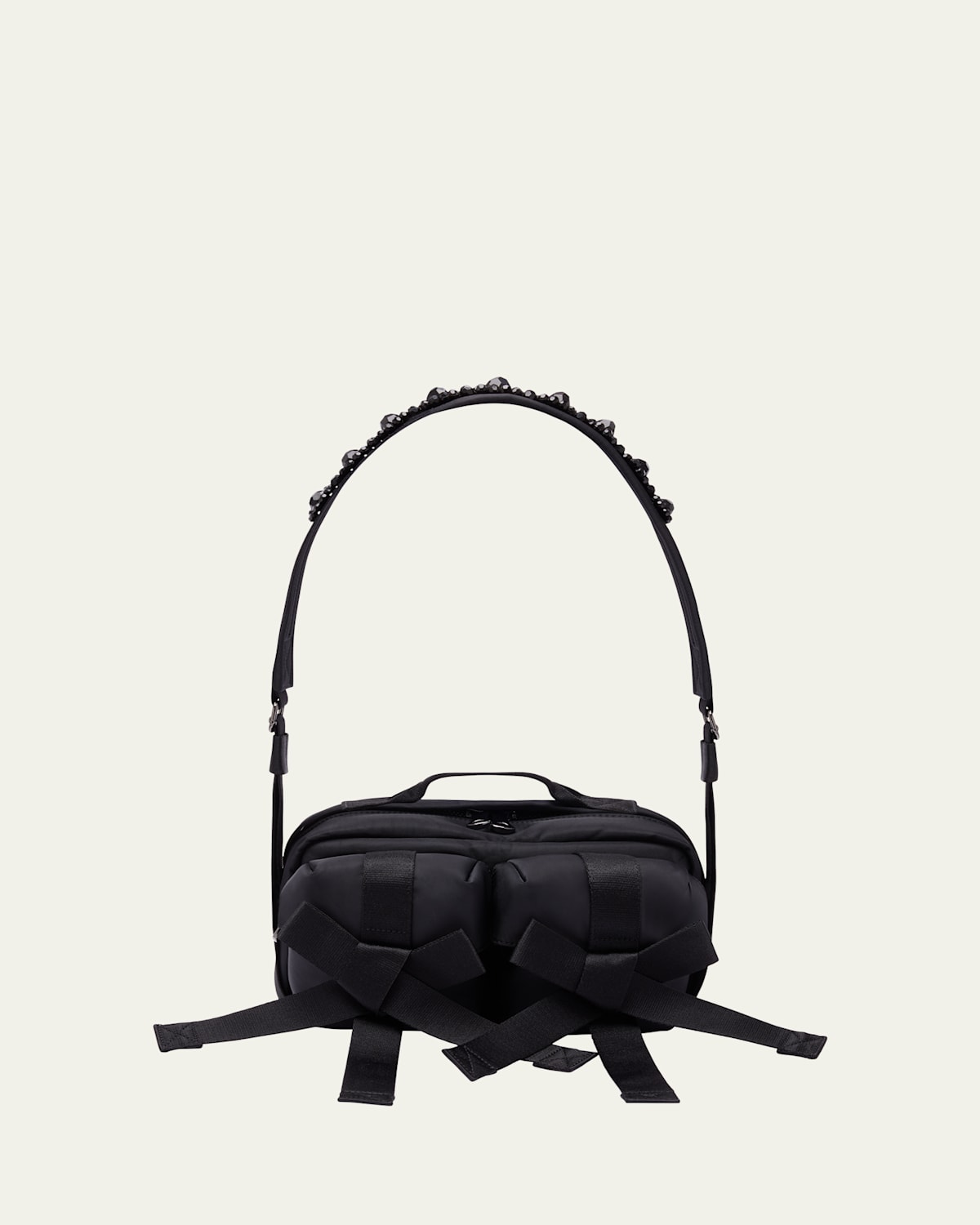 Simone Rocha Bow Zip Bum Crossbody Bag In Black Jet