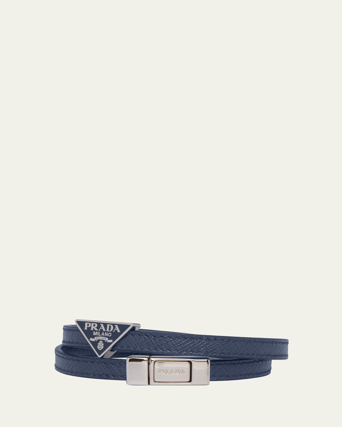Men's Saffiano Leather Logo Bracelet