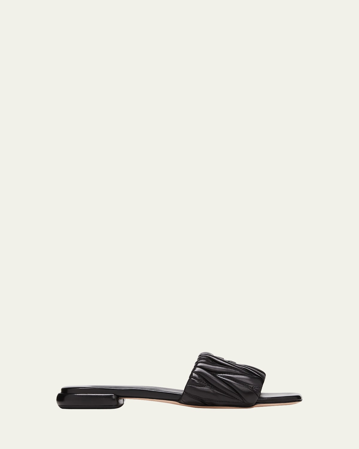 Leather Flat Slide Sandals