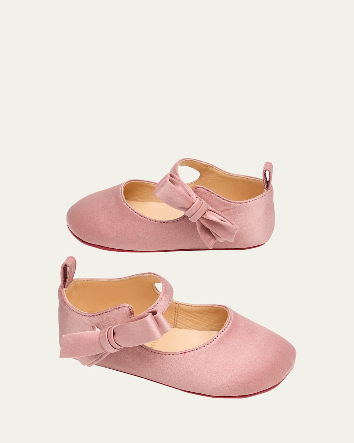 Christian Louboutin Girl's Lou Babe Crepe Satin Ballerina Flats, Baby In Pink