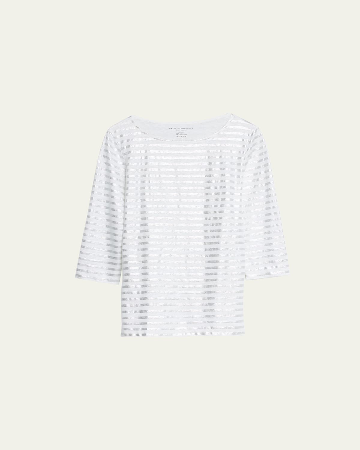 Majestic Stretch Linen Metallic Striped Top