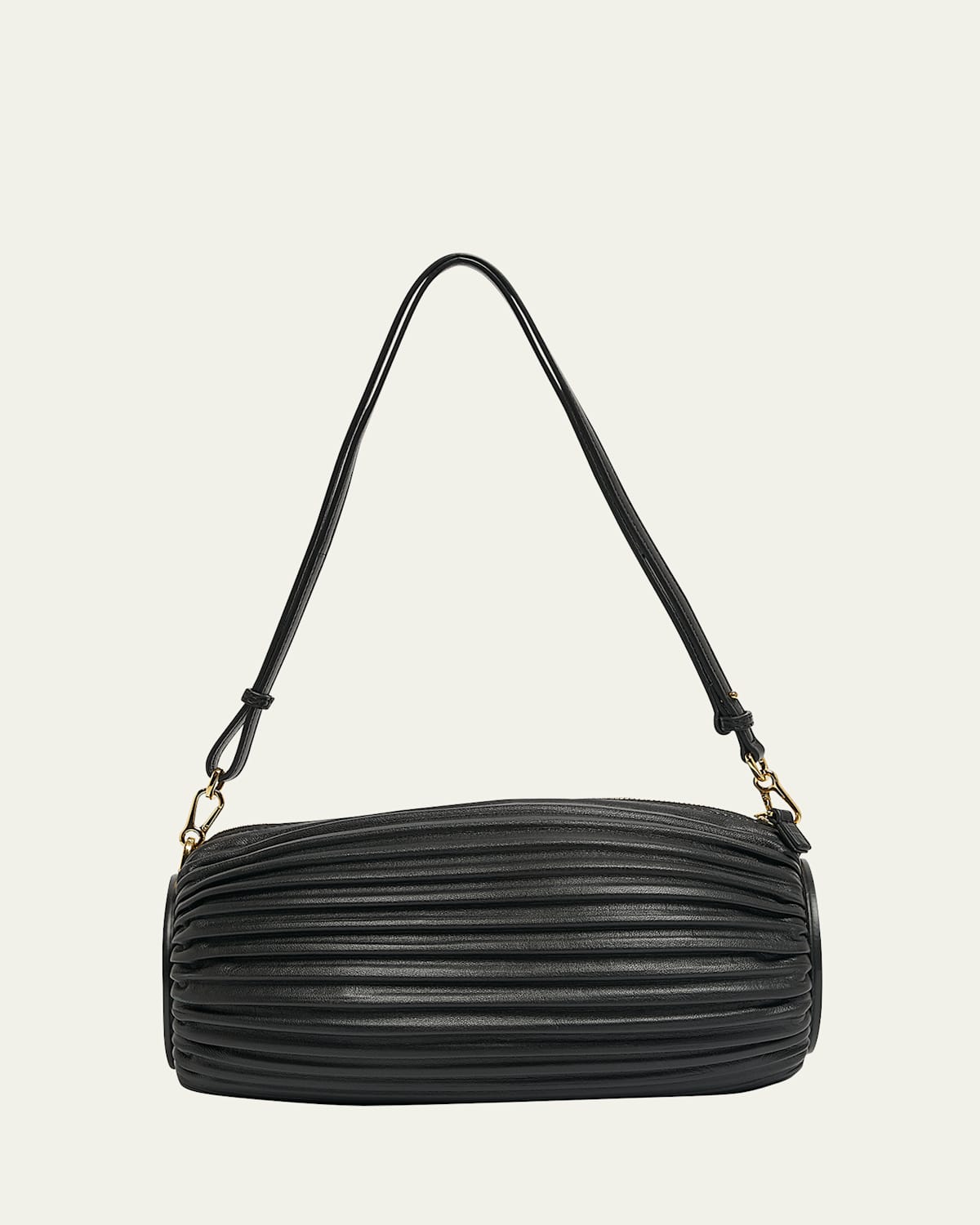 Loewe X Paula's Ibiza Bracelet Pouch In Pleated Napa Leather With Leather Strap In Black