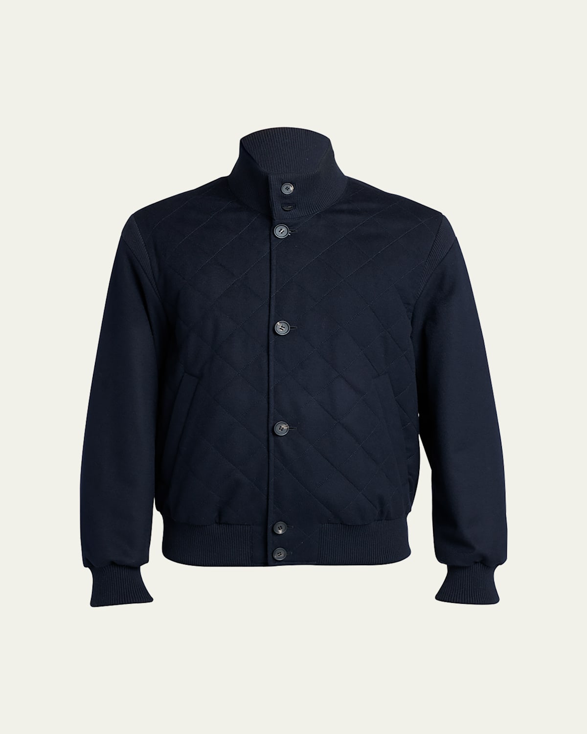 Loro Piana Men's Reversible Quilted Cashmere Bomber Jacket In Navy